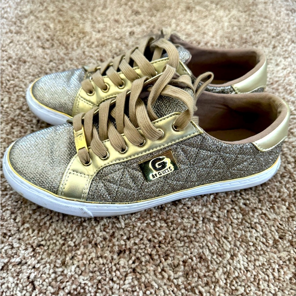 Guess Quilted Gold Sneakers size 8